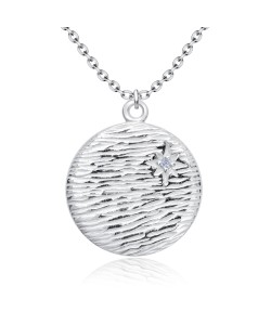 Round Shaped CZ Silver Necklace SPE-5244